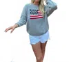 Le Lis Women's American Flag Oversized Sweater Top In Heather Gray In Blue