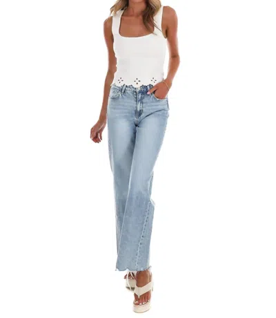 Le Lis Women's Looking For You Scallop Hem Sweater Tank Top In White In Multi