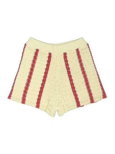 Le Lis Women's Open-knit Sweater Shorts In Cream/ Red Stripe In Multi