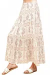 Le Lis Women's Paisley Print Tiered Layered Maxi Skirt In Taupe In Multi