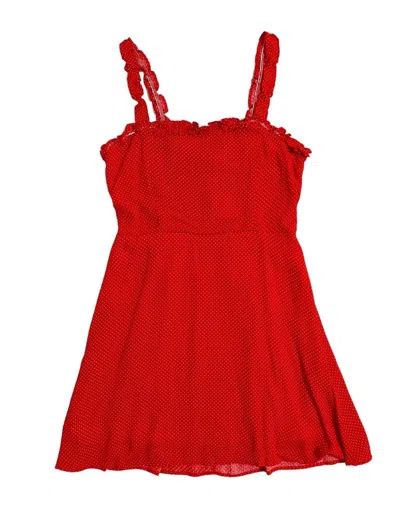 Le Lis Women's Polka Dot Strappy Ruffles A Line Mini Dress In Red