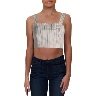 Le Lis Womens Cotton Pinstriped Crop Top In Beige
