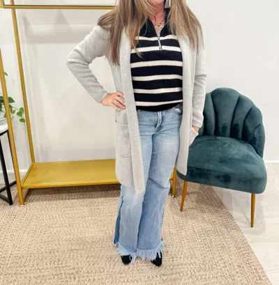 Le Marais Relax Fit Open Front Cardigan In Grey Skies