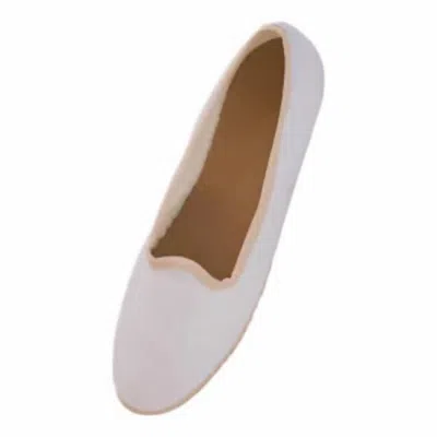 Le Mogador Women's Eva Slip On Flat Shoes In Linen Nude In White