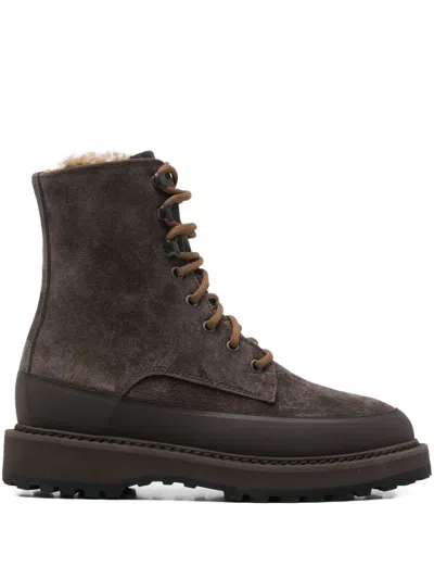 Le Monde Beryl 35mm Dolomite Lace-up Shearling Boots In Brown