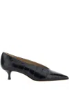 Le Monde Beryl Babouche 40 Crocodile-effect Leather Pumps In Black