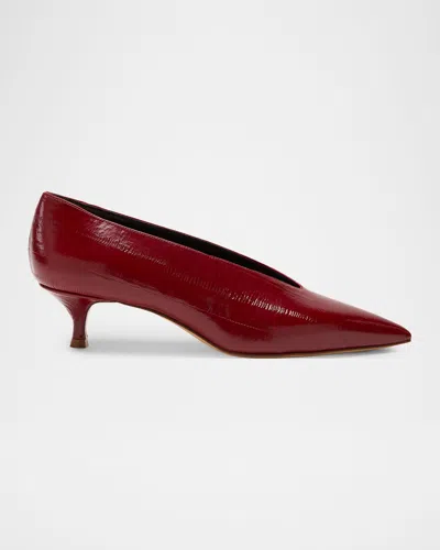 Le Monde Beryl 40mm Babouche Eel-embossed Leather Pumps In Burgundy