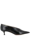 Le Monde Beryl Le Monde Béryl Pointed Toe Pumps With Crocodile Textured Finish In Black