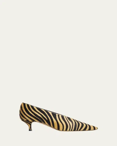 Le Monde Beryl 40mm Babouche Zebra-printed Calf Hair Pumps In Multi