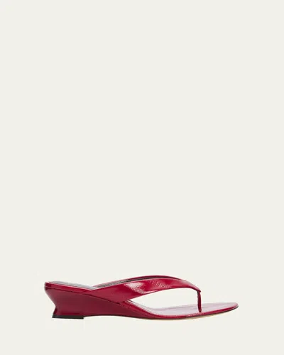 Le Monde Beryl 50mm Eel-embossed Leather Micro Wedge Thong Sandals In Red