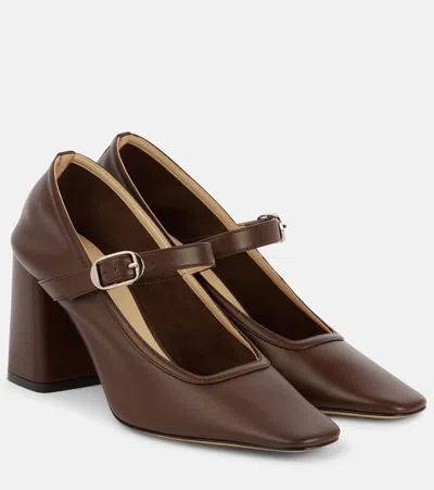 Le Monde Beryl 80 Leather Mary Jane Pumps In Brown