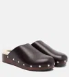 Le Monde Beryl Agnes Studded Leather Mules In Brown