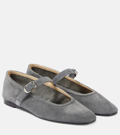 Le Monde Beryl Suede Mary Jane Flats In Anthractite