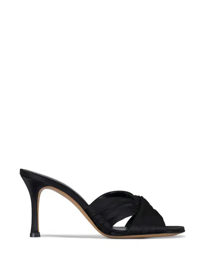 Le Monde Beryl Antonia Ruched Satin Mules In Black