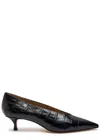 Le Monde Beryl Babouche 40 Crocodile-effect Leather Pumps In Black
