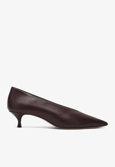 Le Monde Beryl Babouche 40 Nappa Leather Pumps In Burgundy