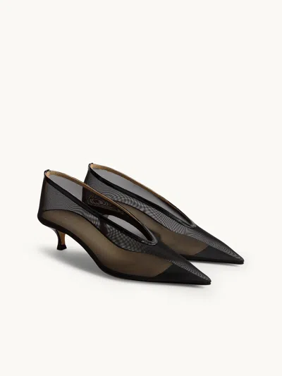 Le Monde Beryl 40mm Babouche Mesh Kitten-heel Pumps In Black
