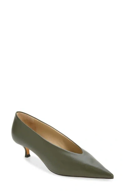 Le Monde Beryl Le Monde Béryl Babouche Kitten Heel Pointed Toe Pump In Green