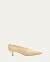 Le Monde Beryl Babouche Leather Kitten Pumps In Custard