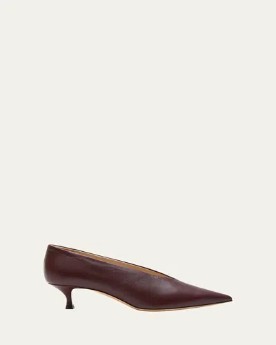 LE MONDE BERYL BABOUCHE LEATHER KITTEN PUMPS