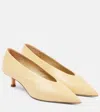 Le Monde Beryl Babouche Leather Kitten Pumps In Gelb 