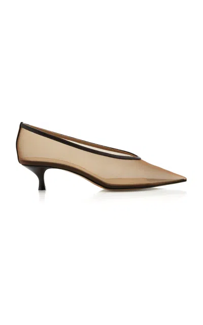 Le Monde Beryl Babouche Mesh Kitten Heel Pumps In Brown