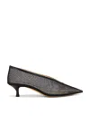 Le Monde Beryl Babouche Naplack Leather Kitten Heel In Black Mesh