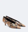 Le Monde Beryl Leopard-pattern Python Print Leather Pumps With Medium Heel For Women In Multi