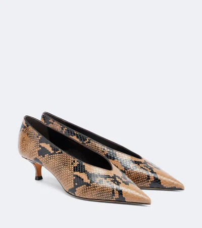 Le Monde Beryl Babouche Snake-effect Heeled Pumps In Multi
