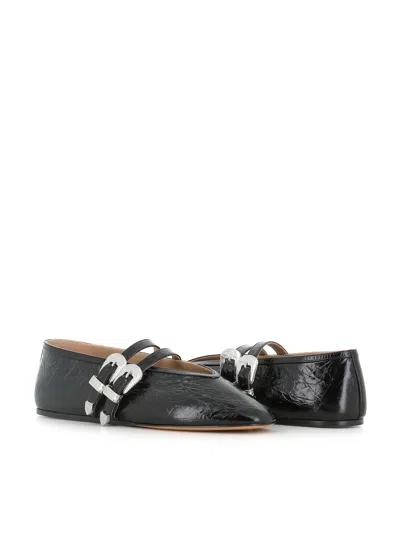 Le Monde Beryl Naplack Leather Claudie Ballet Flats In Black