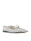 Le Monde Beryl Mary Jane Leather Ballet Flats In Silver