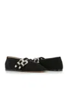 Le Monde Beryl Womens Black Claudia Double-strap Suede Ballet Courts In Black