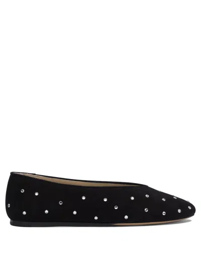 Le Monde Beryl Regency Crystal-embellished Suede Ballet Flats In Black