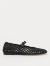Le Monde Beryl Black Mary Jane With Strap In Woven Leather Woman In Black