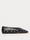 Le Monde Beryl Luna Stud-embellished Leather Ballerina Shoes In Schwarz