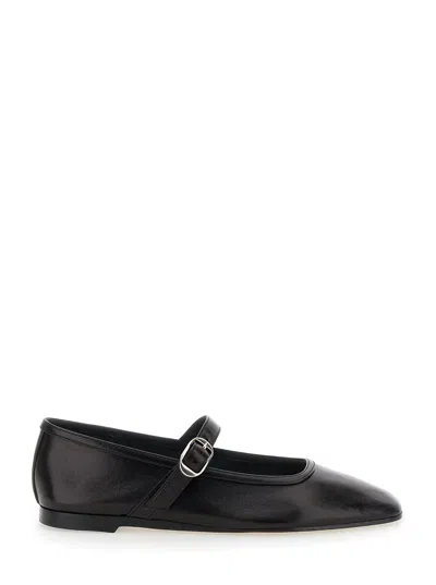 Le Monde Beryl Lea Mary Jane Leather Ballet Flats In Black