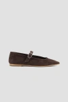 Le Monde Beryl Suede Mary Jane Ballet Flats In Brown
