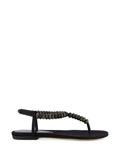 Le Monde Beryl Beaded Silk-satin Sandals In Black