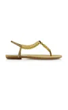 Le Monde Beryl Beaded Suede Sandals In Gold