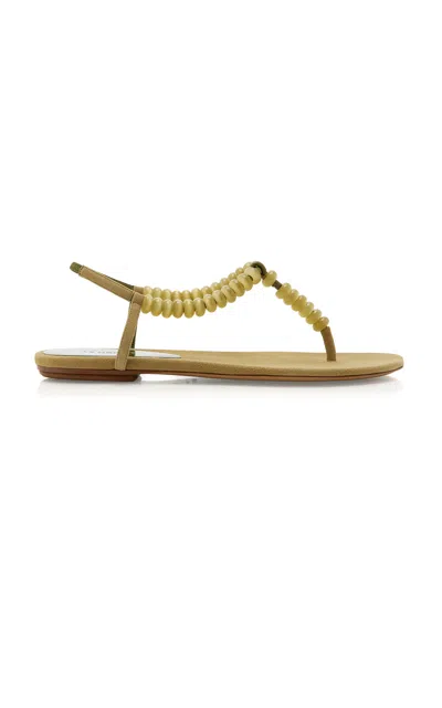 Le Monde Beryl Beaded Suede Sandals In Gold