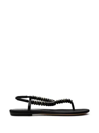 Le Monde Beryl Beaded Thong Sandals In Black