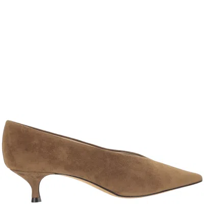 Le Monde Beryl Beige Pointed-toe Low Kitten Heel Suede Pumps In Animal Print