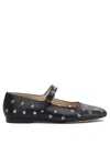 Le Monde Beryl Studded Leather Mary Jane Ballerina Flats
