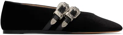 Le Monde Beryl Claudia Western Buckle Ballet Flat In Black