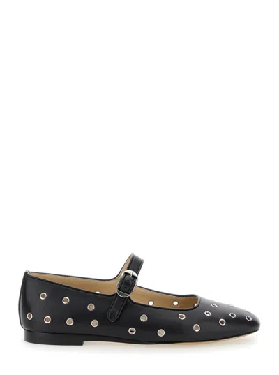 LE MONDE BERYL BLACK LEATHER BALLET FLATS