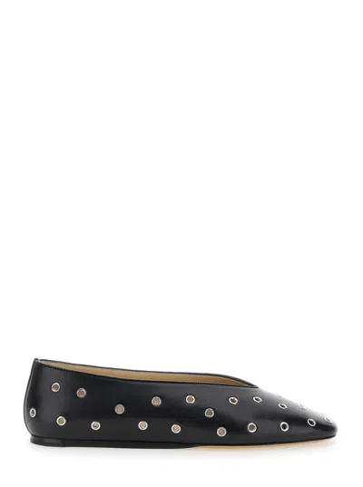 LE MONDE BERYL BLACK LEATHER BALLET FLATS