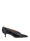 Le Monde Beryl Babouche 40 Crocodile-effect Leather Pumps In Black