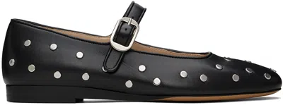 Le Monde Beryl Black Mary Jane Studded Leather Ballerina Flats