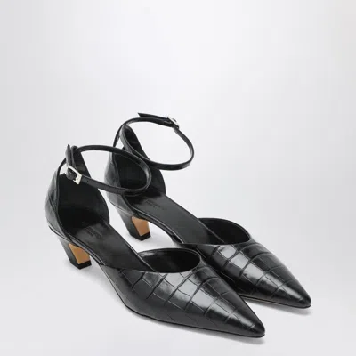 Le Monde Beryl Black Victoria Décolleté With Crocodile Print
