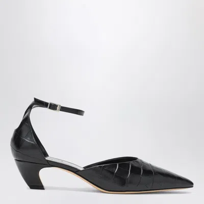 Le Monde Beryl Black Victoria Décolleté With Crocodile Print